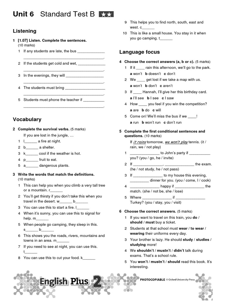 Unit 6 Standard Test B Pdf