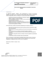Conformidad DE Asistencia: Carta de Conformidad de Inducción en Materia de Seguridad Y Salud en El Trabajo