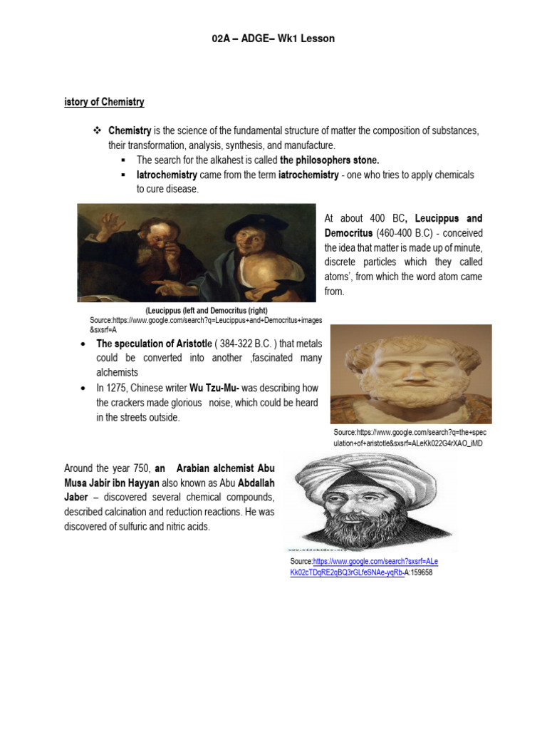 Week1 History Of Chemistry Download Free Pdf Chemistry Atoms
