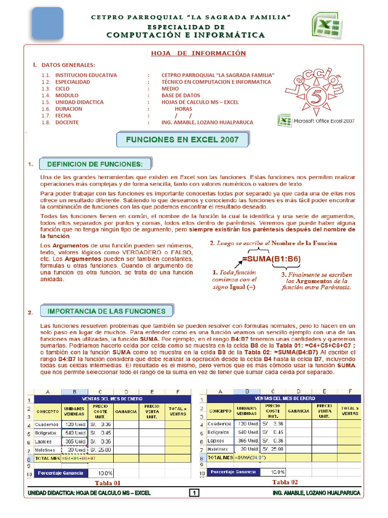 Hoja de Informacion Ms-Excel 5 | PDF