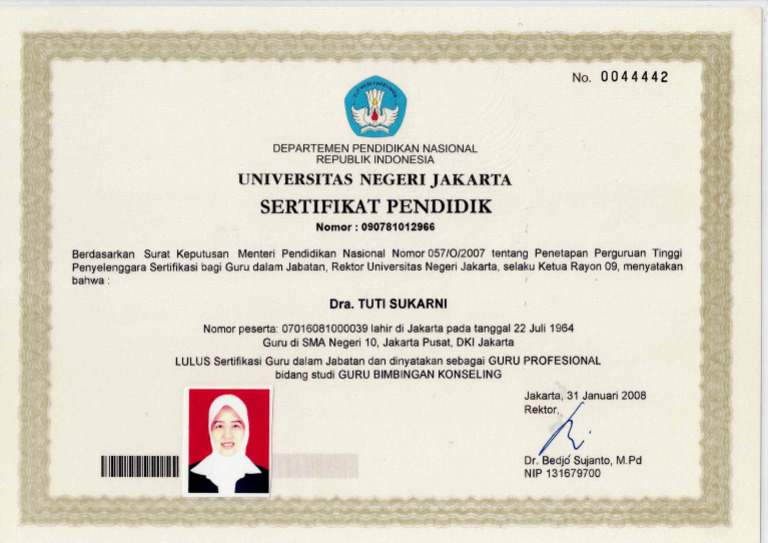 Sertifikat Pendidik Unj Tuti Sukarni Pdf