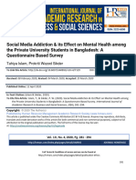 Social Media Addiction Its Effect On Mental Health Among The Private University Students in Bangladesh A Questionnaire Based Survey