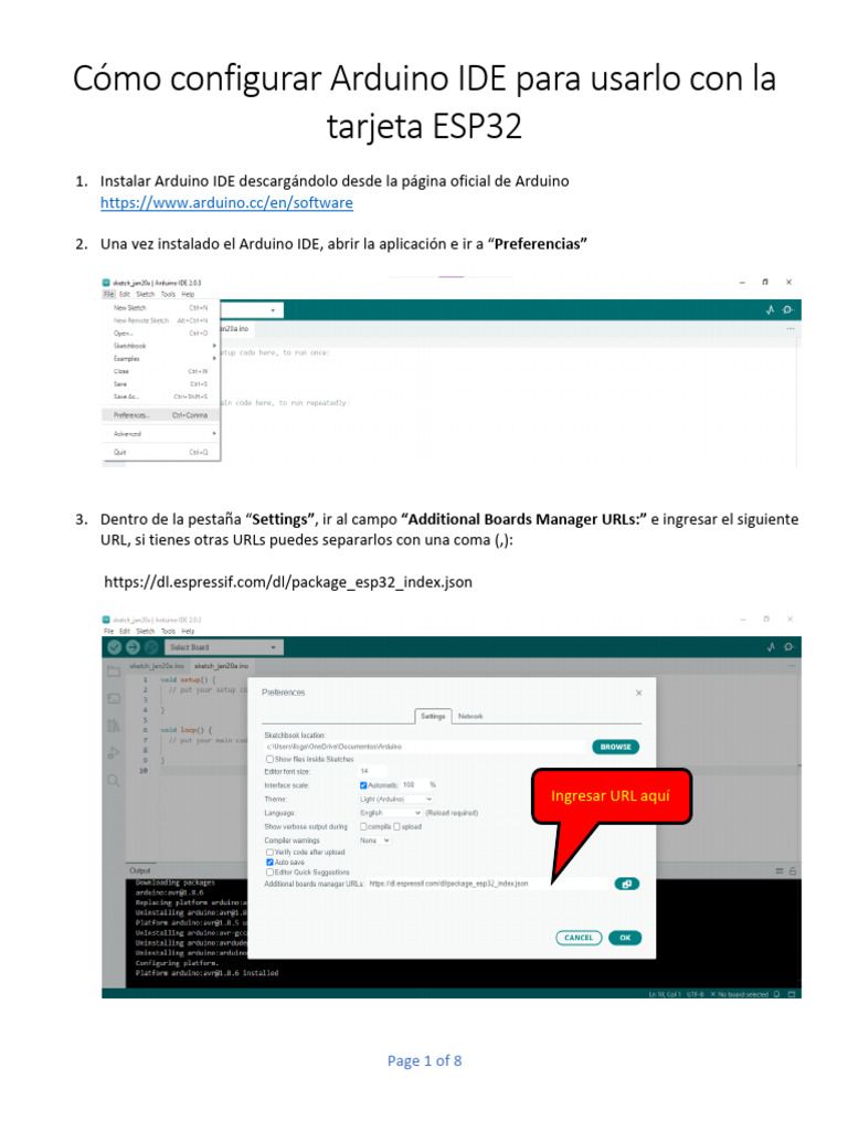 Configuración de Arduino IDE para ESP32 | PDF | Arquitectura de ...