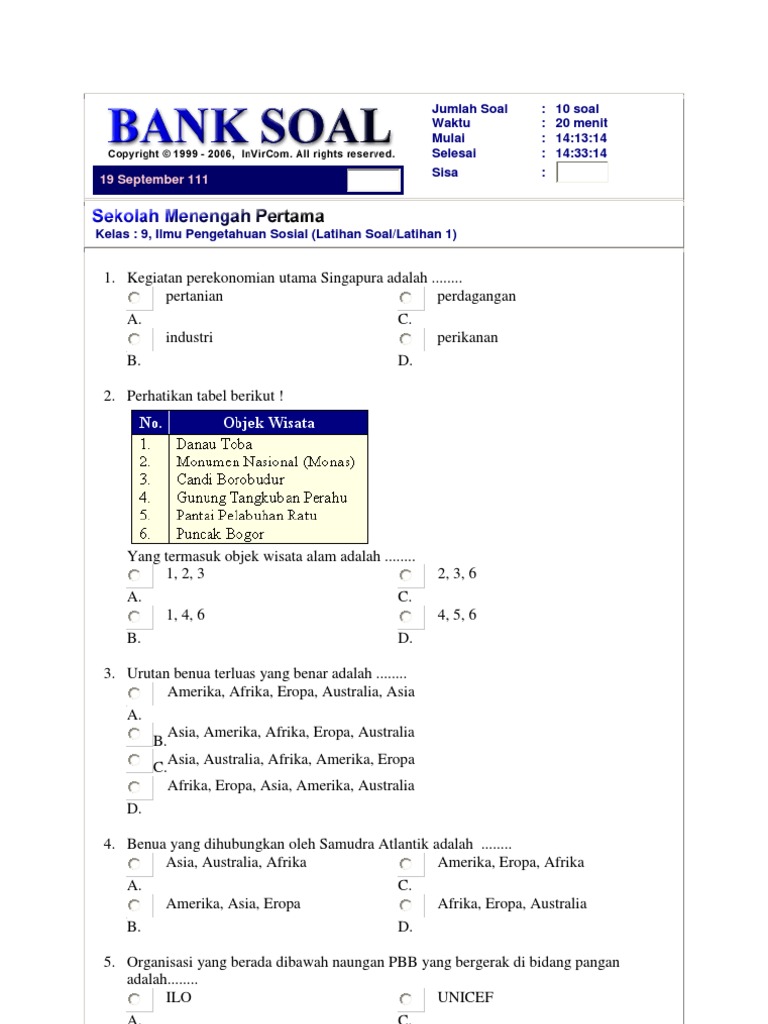 Bank Soal Ips Smp