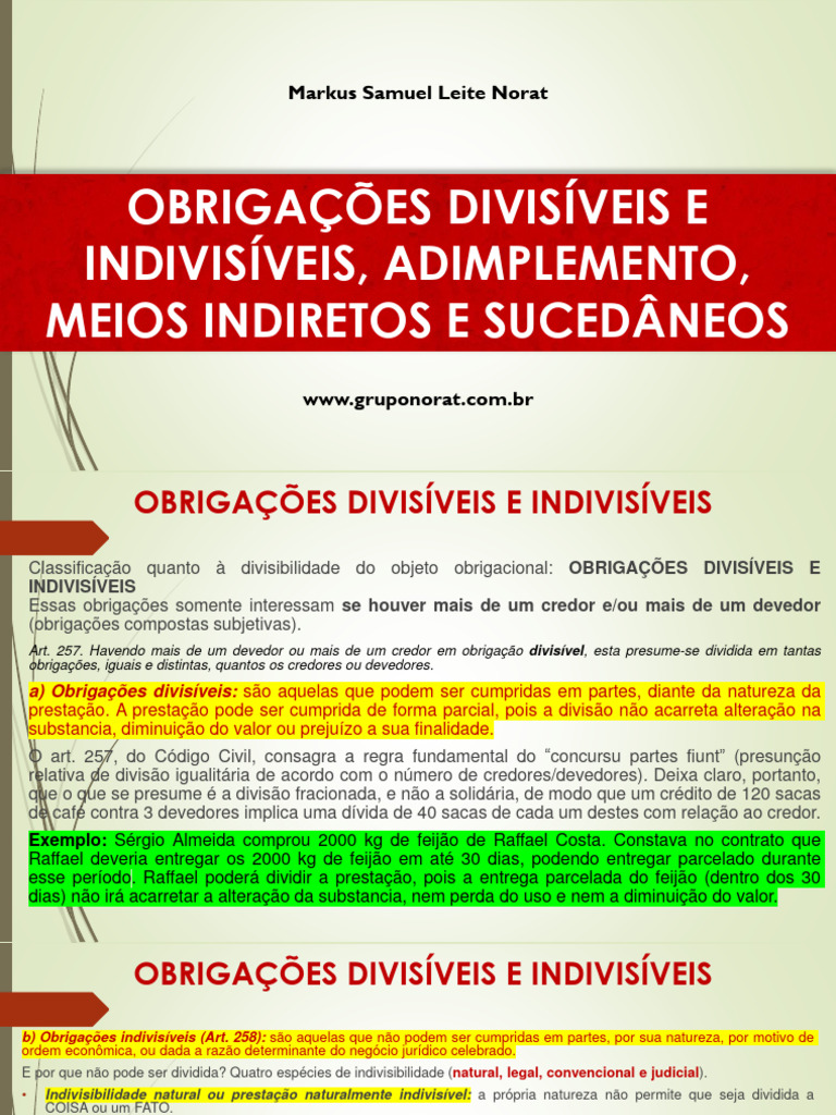 Obrigações Divisíveis e Indivisíveis | PDF
