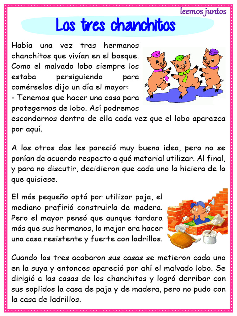 Cuento de los Tres Chanchitos para Imprimir | PDF | Ficción general