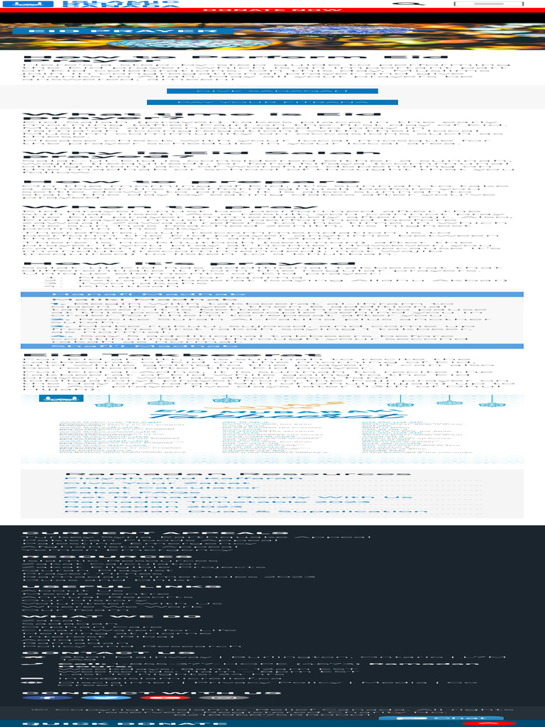 Eid Prayer - Islamic Relief Canada | PDF