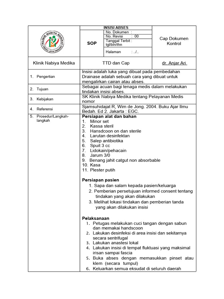 Prosedur Insisi Abses Medis Klinik | PDF | Kesehatan Holistik | Sains ...