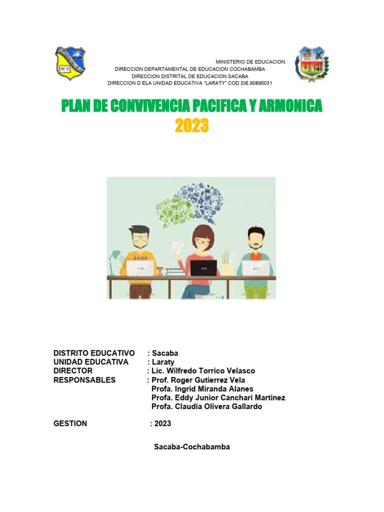 Plan de Convivencia Pacífica 2023 Laraty | PDF | Violencia | Igualdad ...