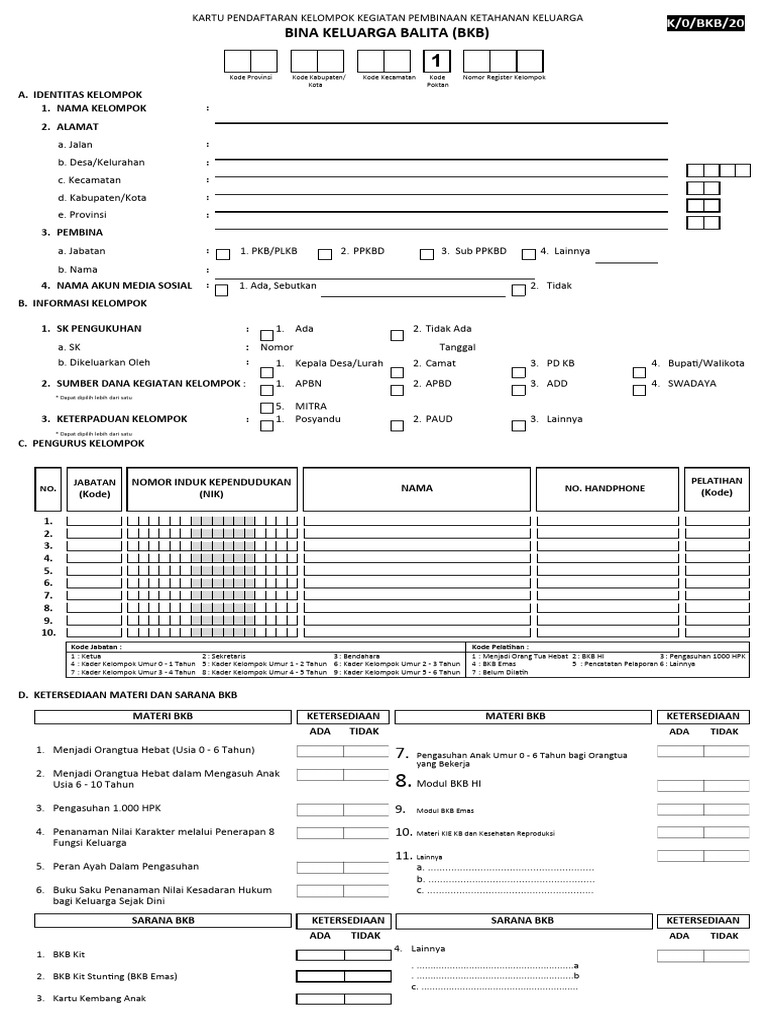 Panduan Pengisian Formulir K/0/BKB/20 | PDF