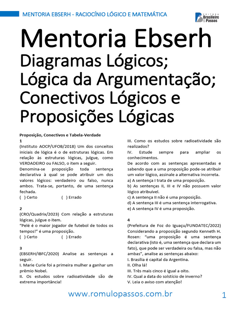 Estruturas Lógicas e Raciocínio Lógico | PDF | Lógica | Argumento