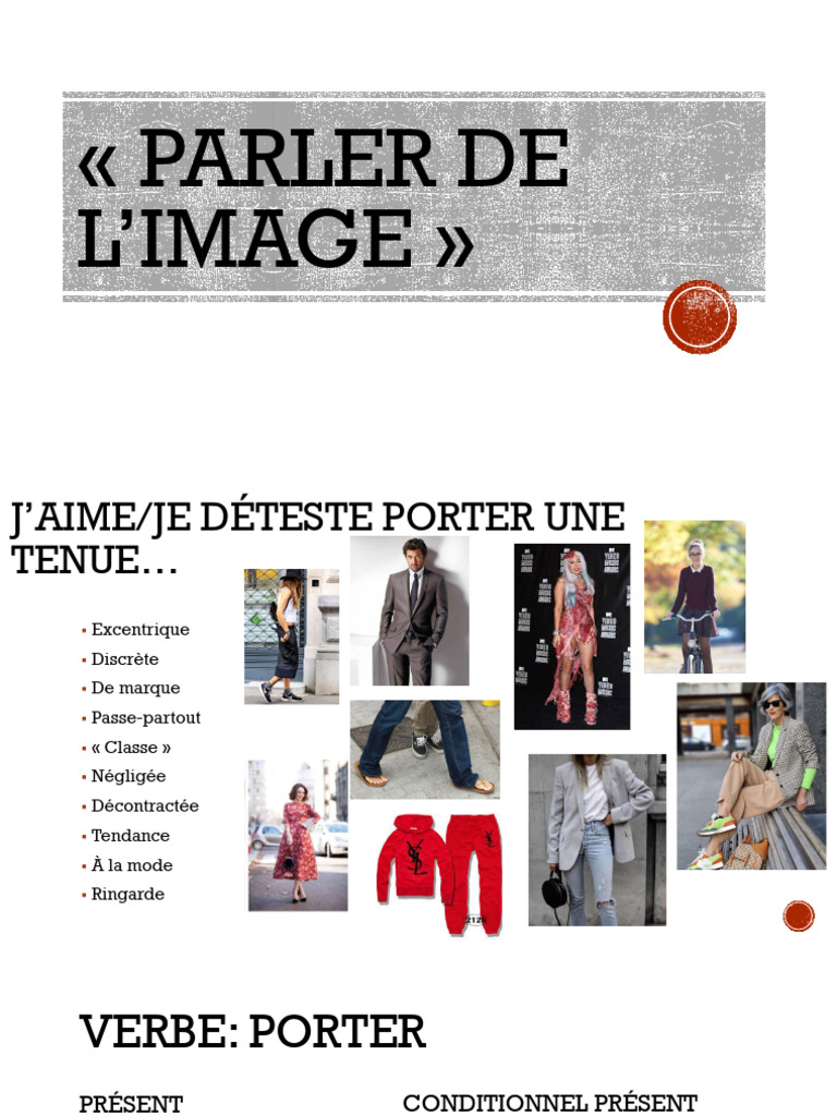 Verbe "porter" au présent en français | PDF | Arts du langage et ...