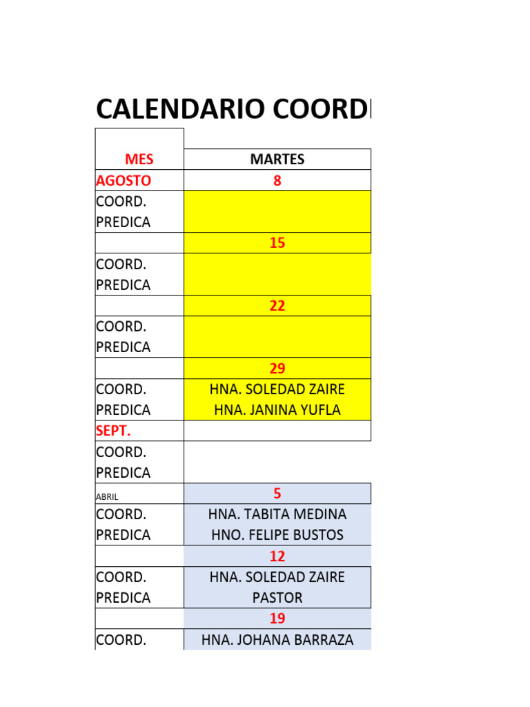 Calendario de Predicas | PDF