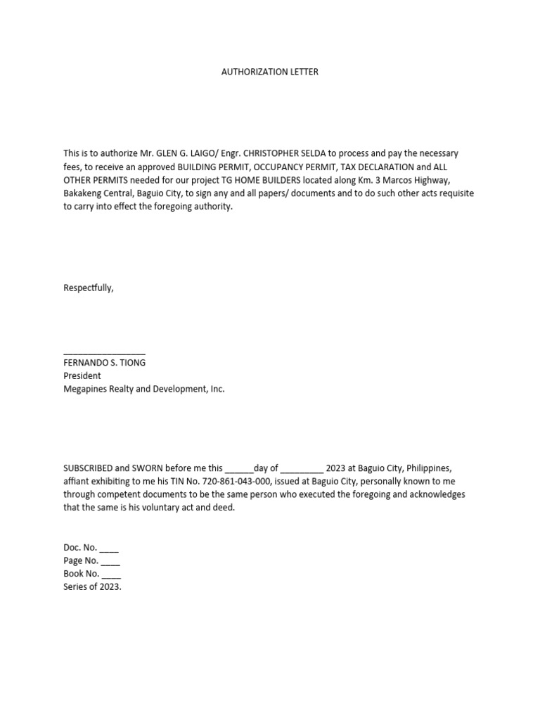 Authorization Letter | PDF