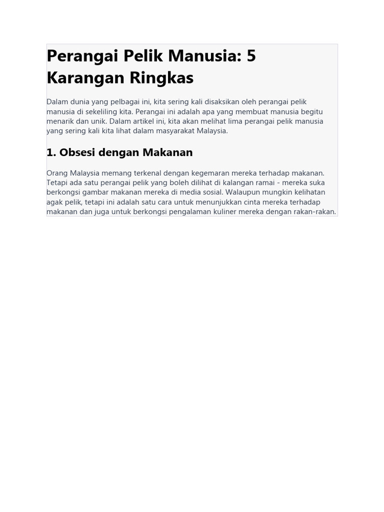 Perangai Pelik Manusia 1 | PDF | Pengembangan Diri | Gaya Hidup
