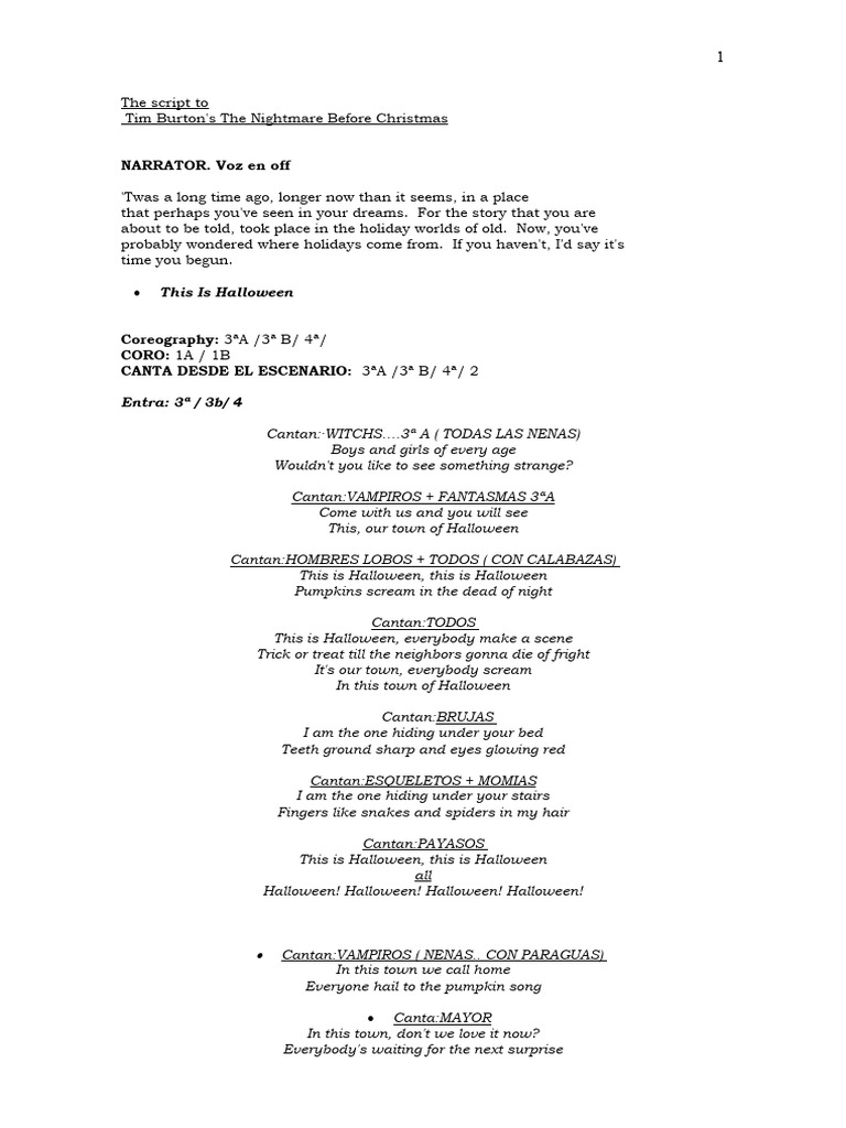 Nightmare Before Christmas Script PDF Mystery, Thriller & Crime Fiction