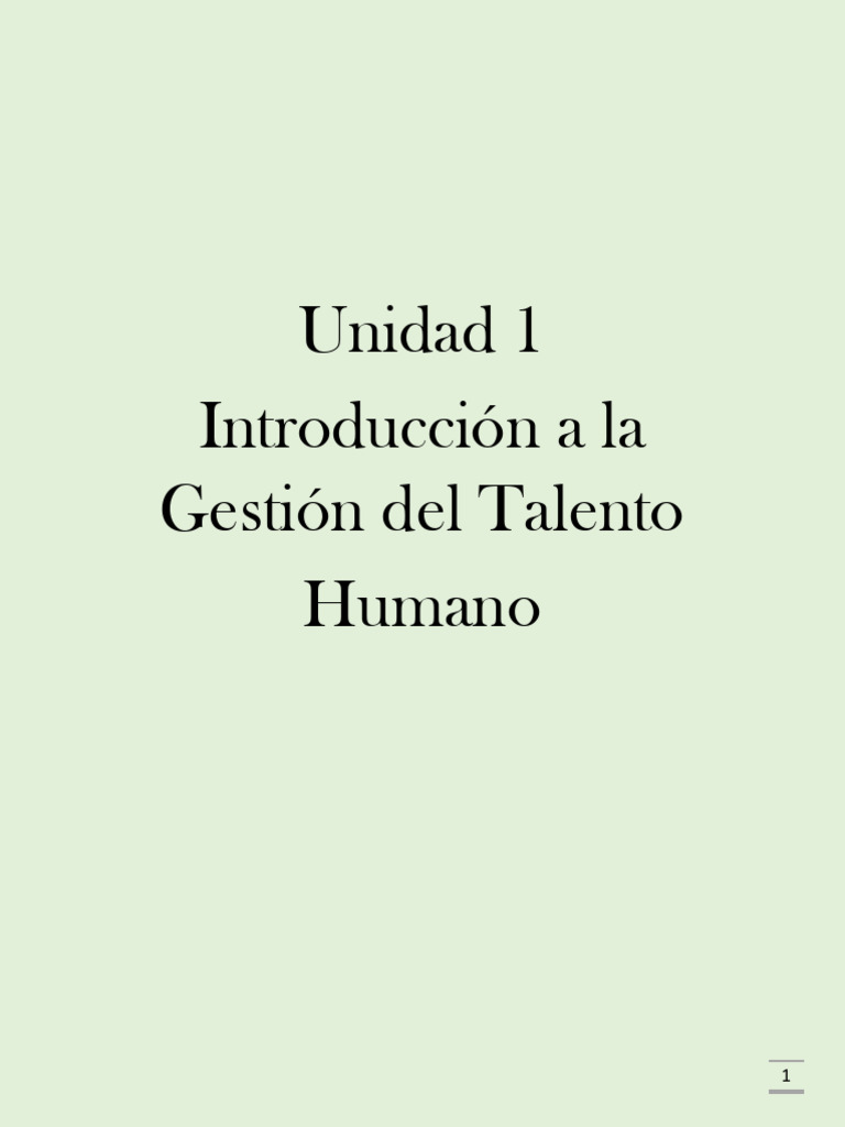 Introducción a la Gestión del Talento Humano | PDF | Gestión de ...