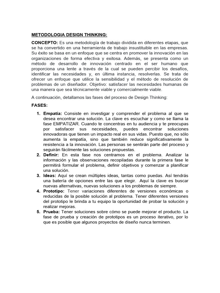 Metodología Design Thinking: Fases Clave | PDF | El pensamiento de ...