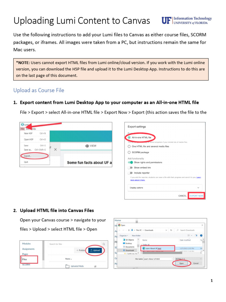Uploading Lumi Content To Canvas PDF Desktop Computer Html Element
