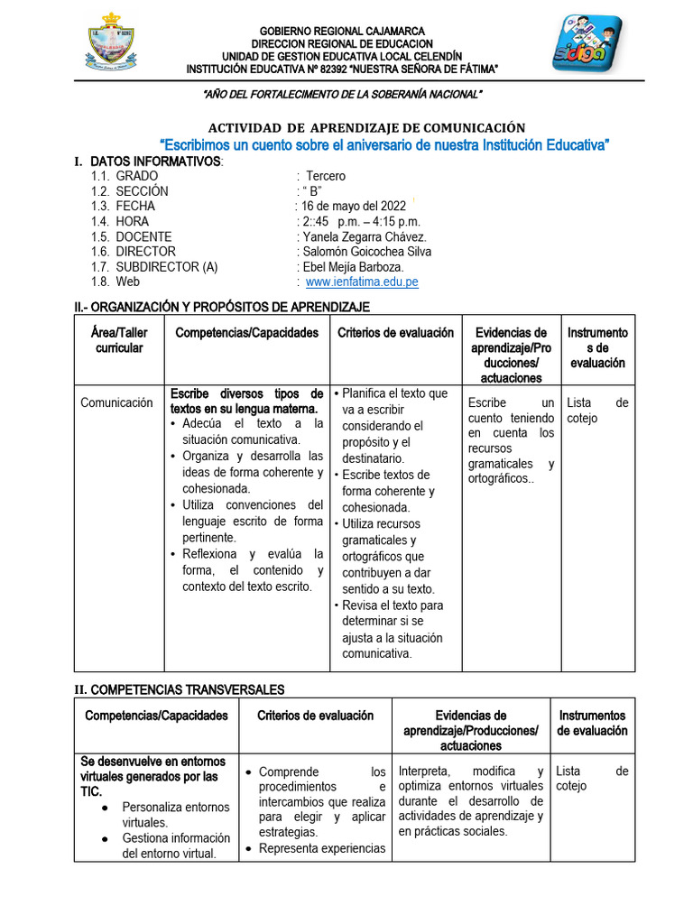 Com Escribimos Un Cuento Pdf Aprendizaje Evaluación