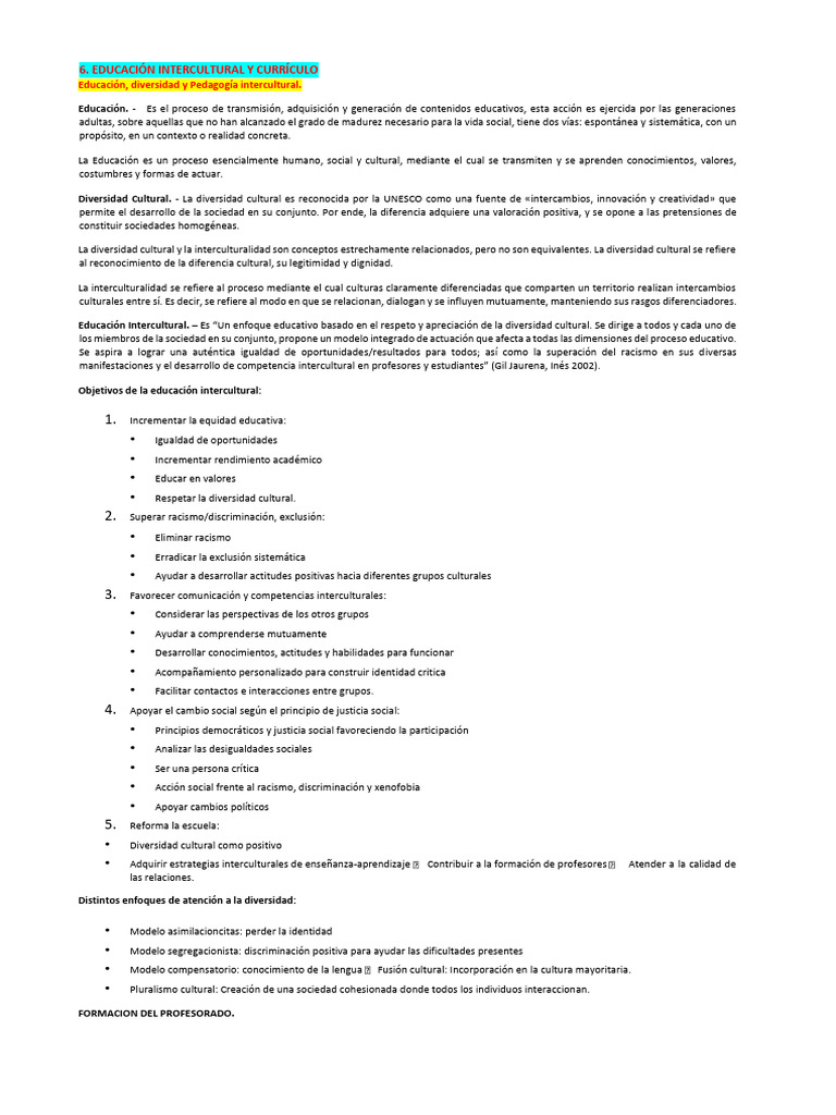 Educación Intercultural y Diversidad Cultural | PDF | Plan de estudios ...