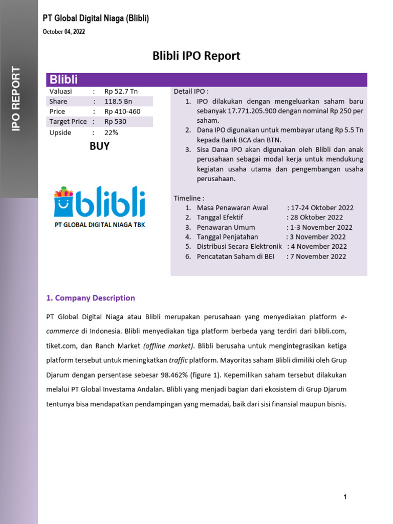 IPO Report-Blibli - Com Andi Kurniawan | PDF