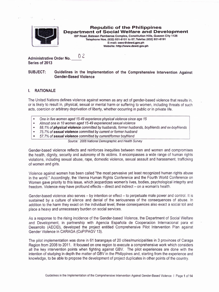 Guidelines for Combating Gender Violence | PDF | Violence Against Women ...