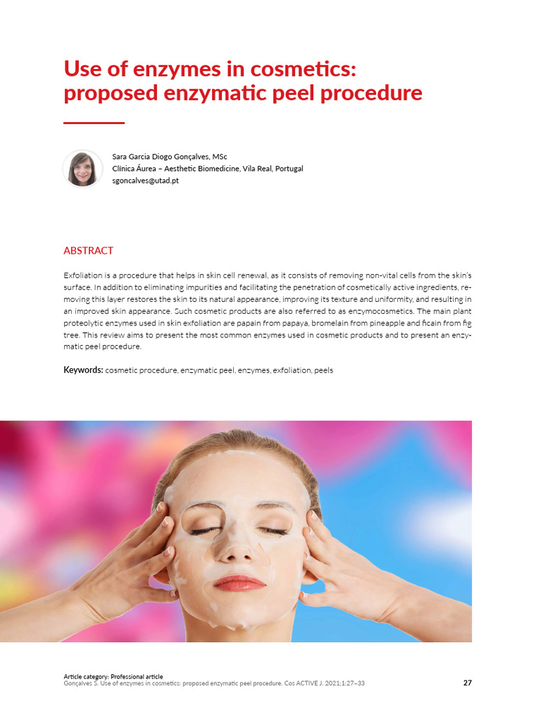 Use of Enzymes in Cosmetics Proposed Enzymatic Peel Procedure PDF