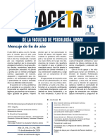 Gaceta de La Facultad de Psicología UNAM, Año 21, Vol. 21, No. 394, 11 de Diciembre 2020