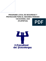 Programa Local de Seguridad y Protección - Segundo Periodo Vacacional 2020. CLS. Fac Psicología UNAM