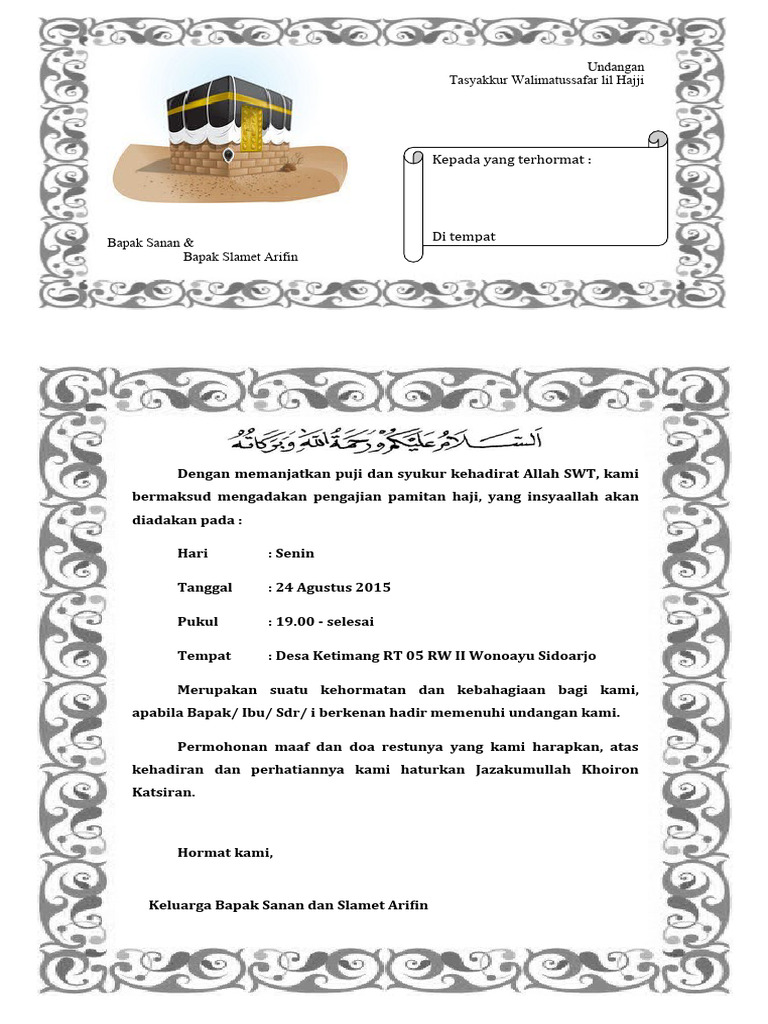 Contoh Undangan Haji Umrah | PDF