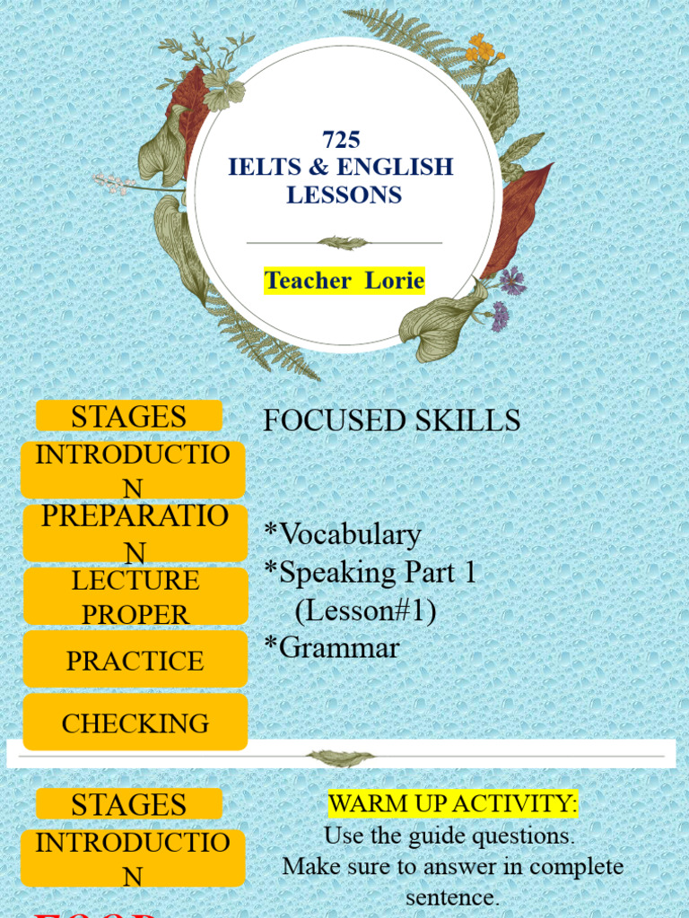 725 Ielts Lesson PDF Vocabulary Grammar