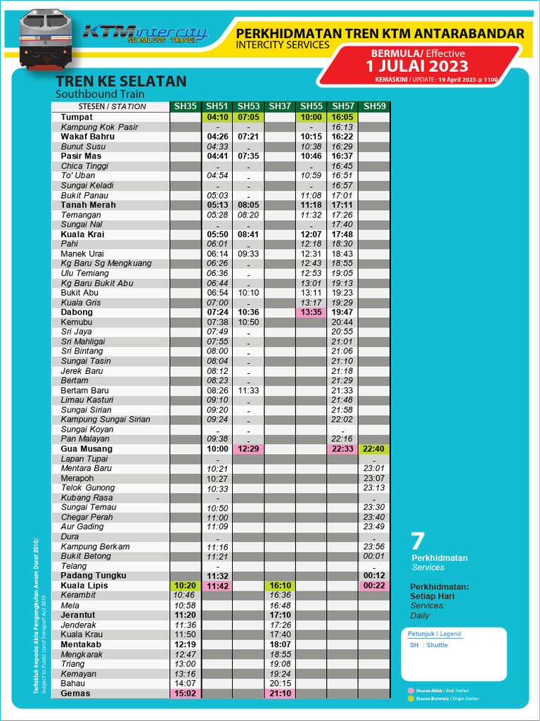 Jadual Intercity Train 2023 Pdf Land Transport Rail Infrastructure