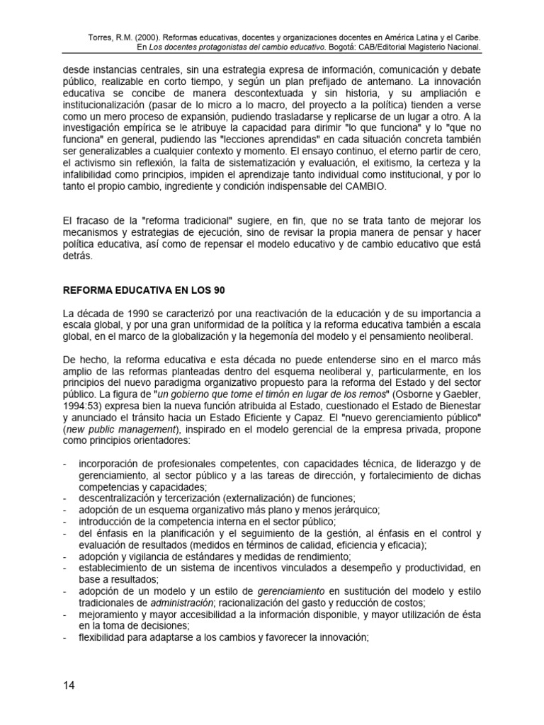 Reformas educativas docentes y organizaciones 2 14 30 descargar