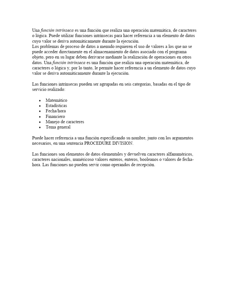 Funciones Intrínsecas en Programación | PDF