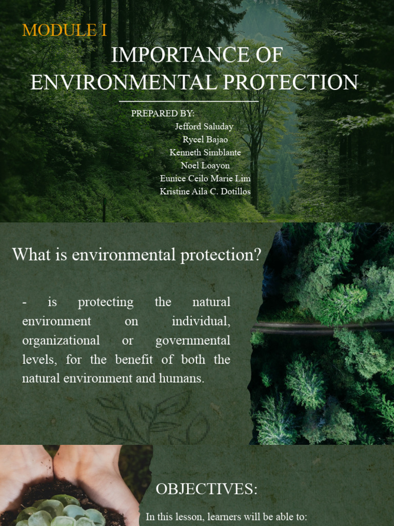Module 1. Importance of Environmental Protection PDF Deforestation Natural Environment
