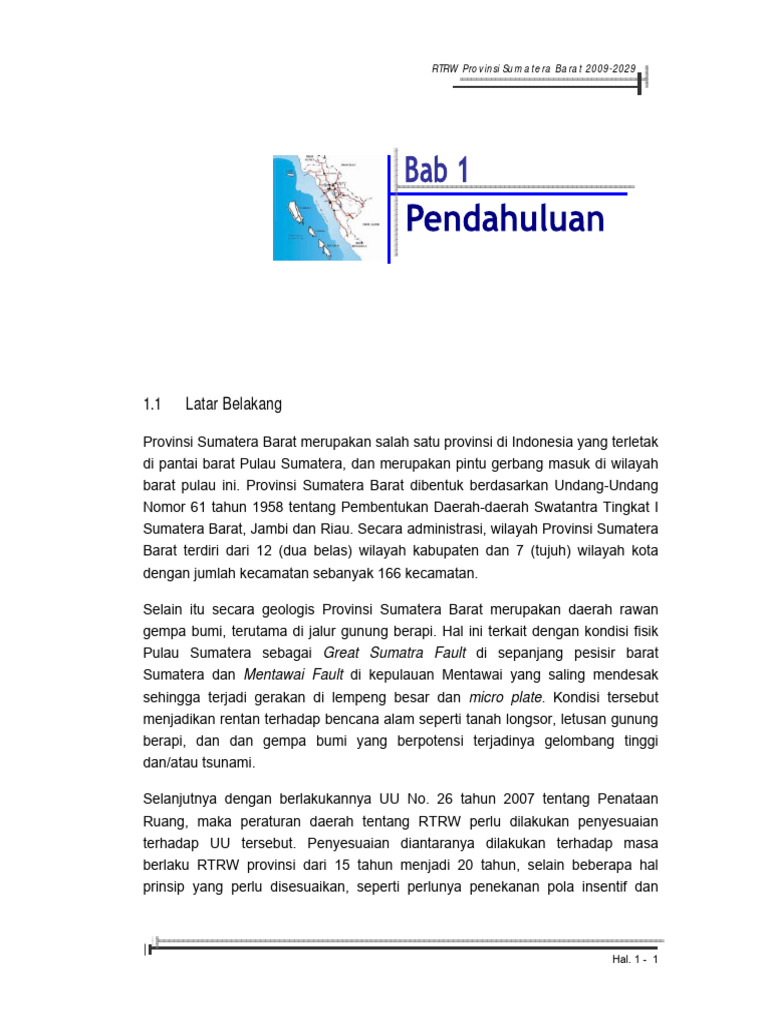 RTRW Provinsi Sumatera Barat | PDF