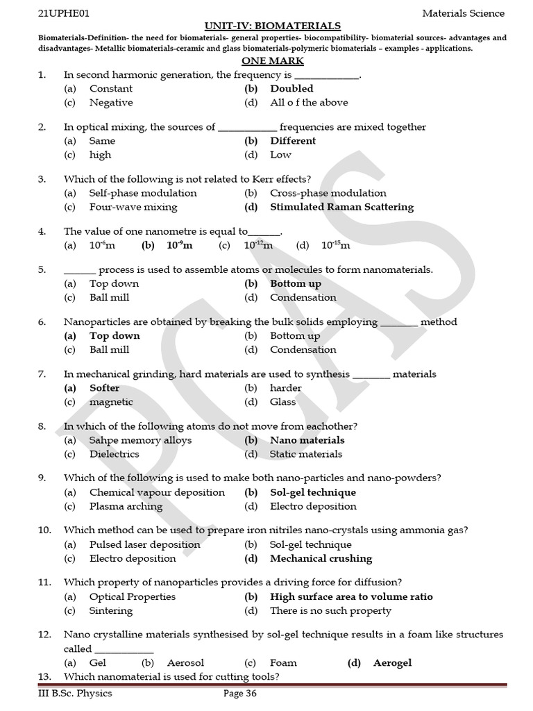 UNIT 4 Material Science | PDF | Biomaterial | Biopolymer