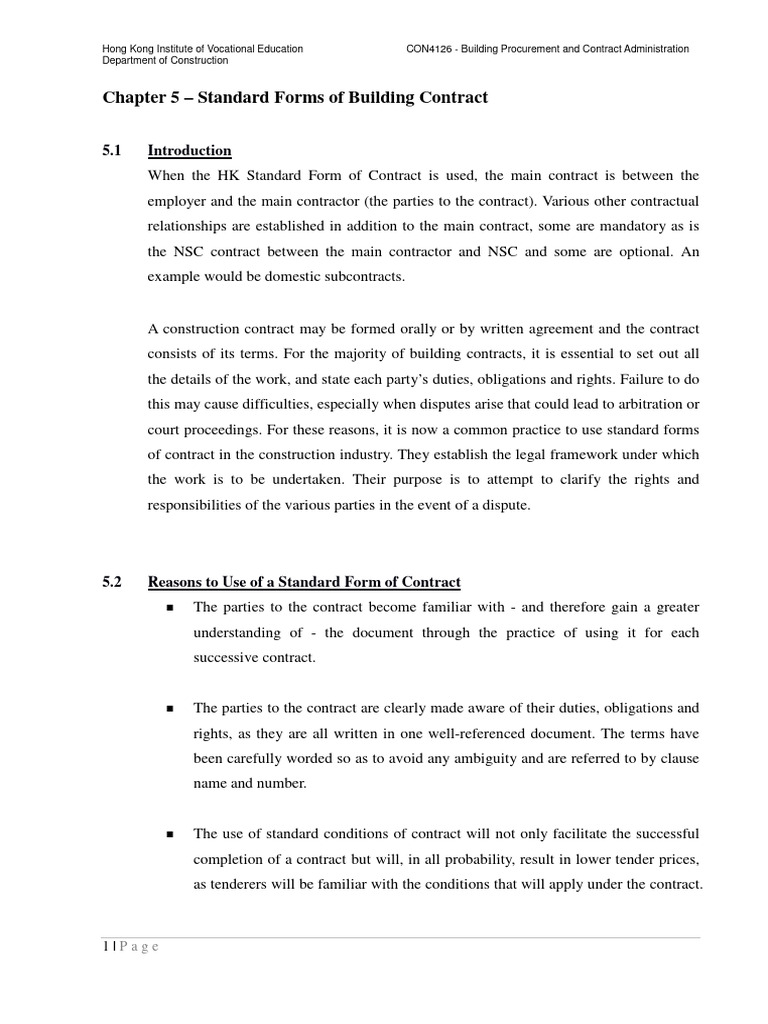 Standard Forms of Building Contract in HK | PDF | Breach Of Contract ...