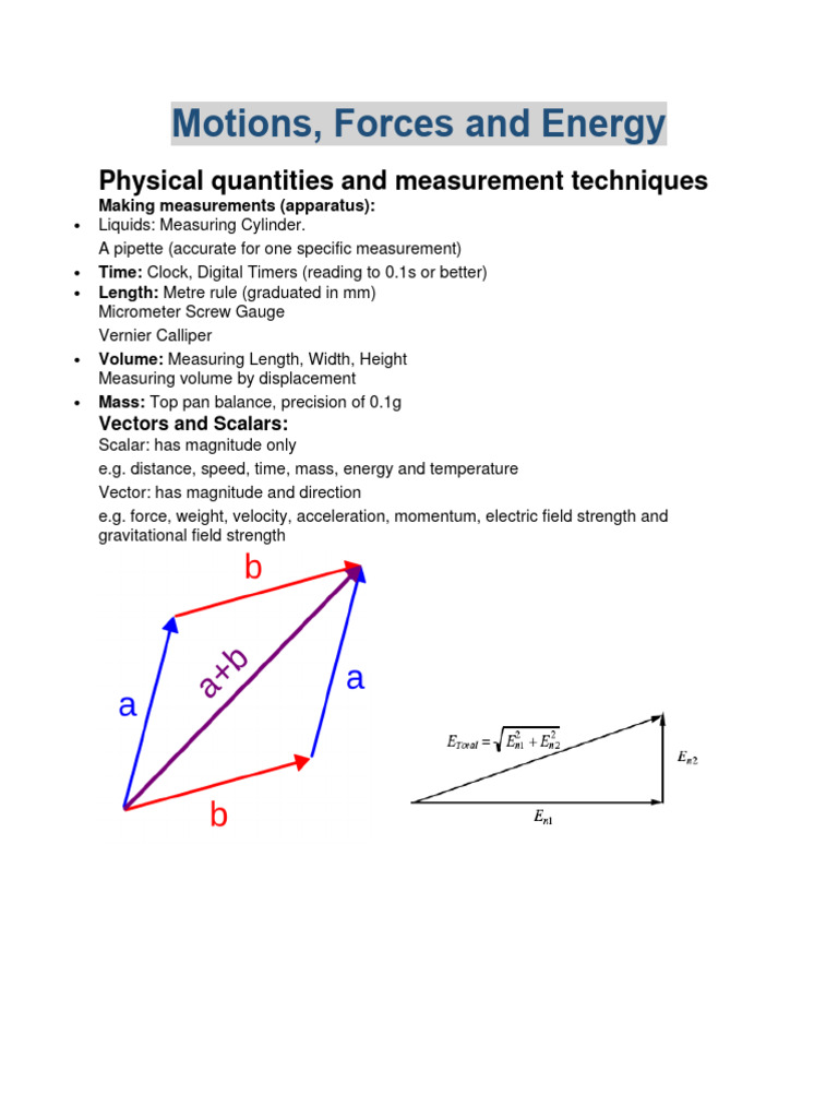 Motion Forces and Energy PDF Force Buoyancy