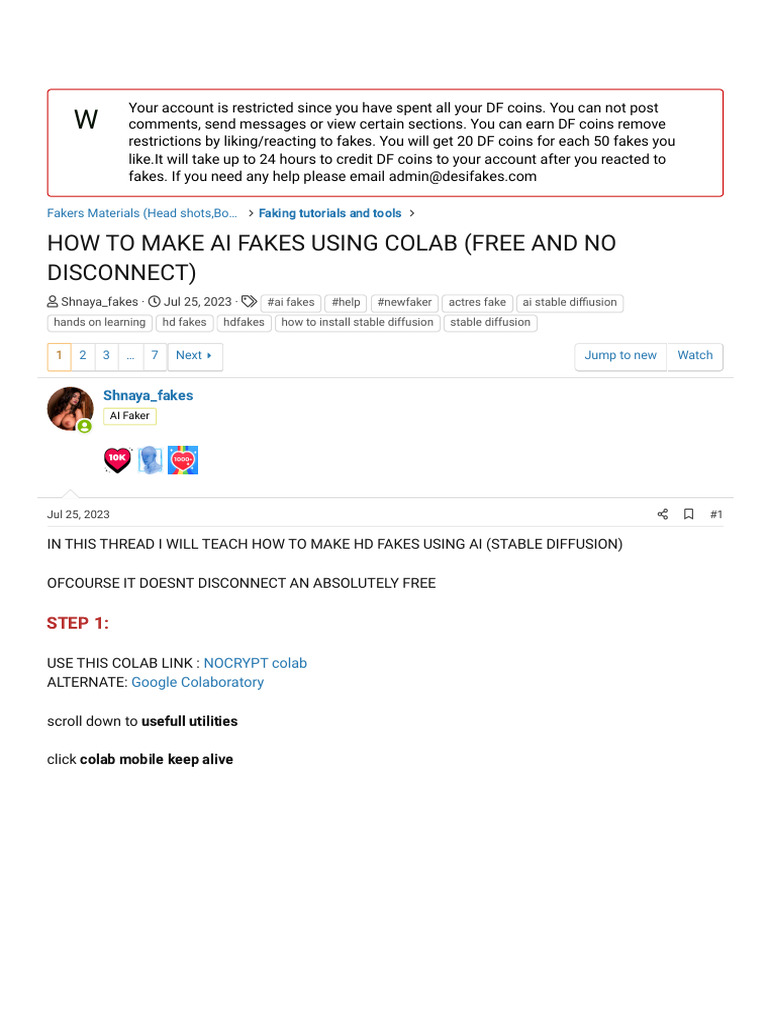 How to Make Ai Fakes Using Colab (Free and No Disconnect) - _ Desifakes PDF