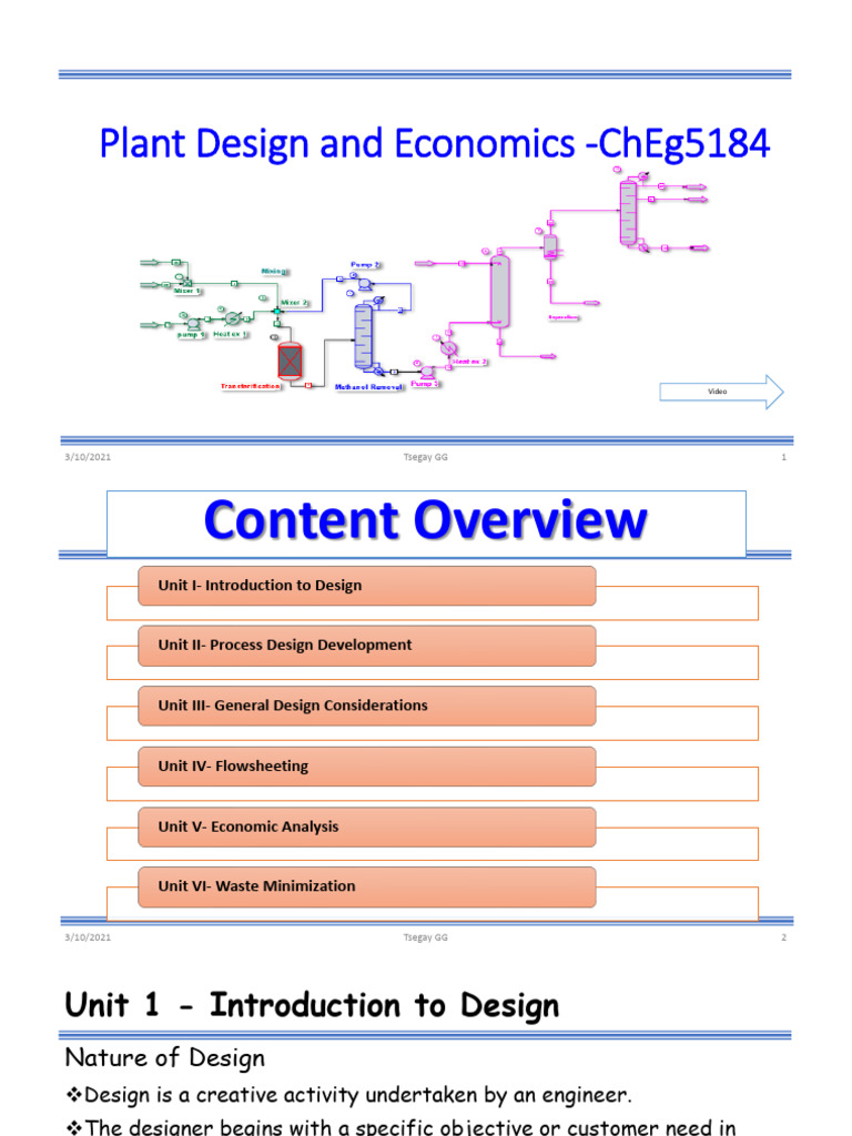 Plant Design and Economics - Cheg5184: Tsegay G | PDF | Chemical ...