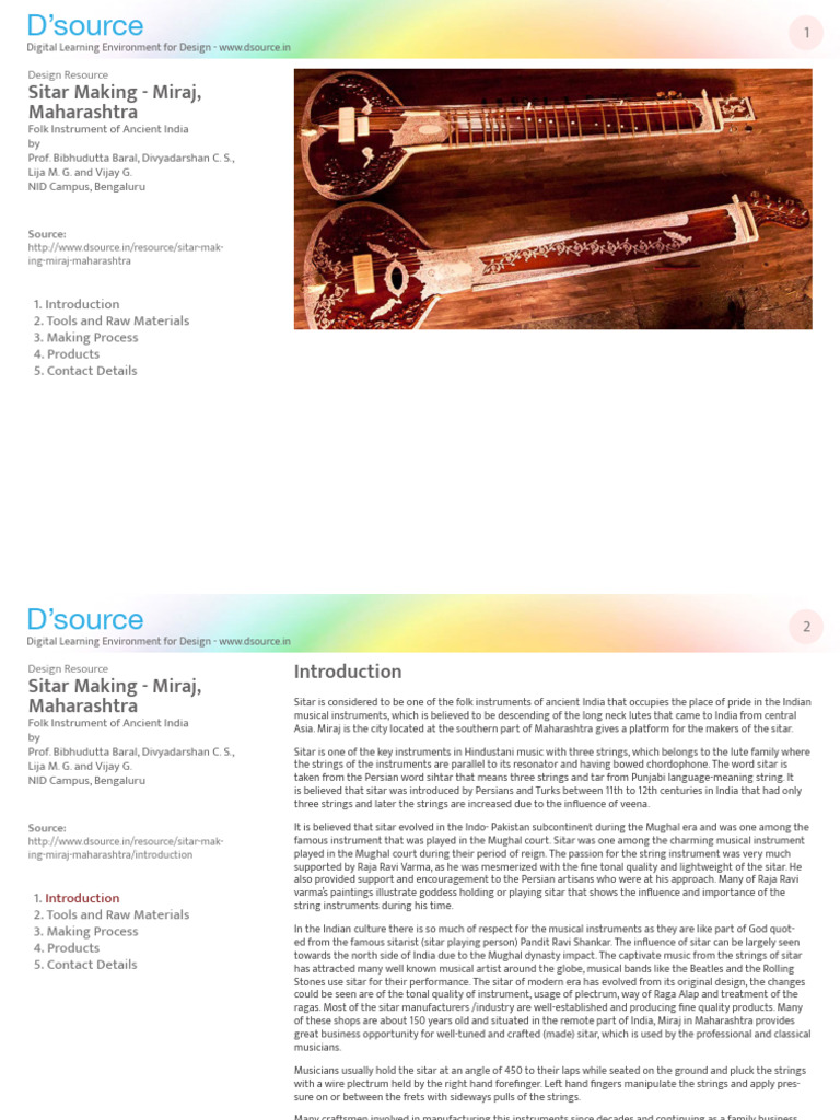 Sitar Making Miraj Maharashtra | PDF | String Instruments | Musical ...