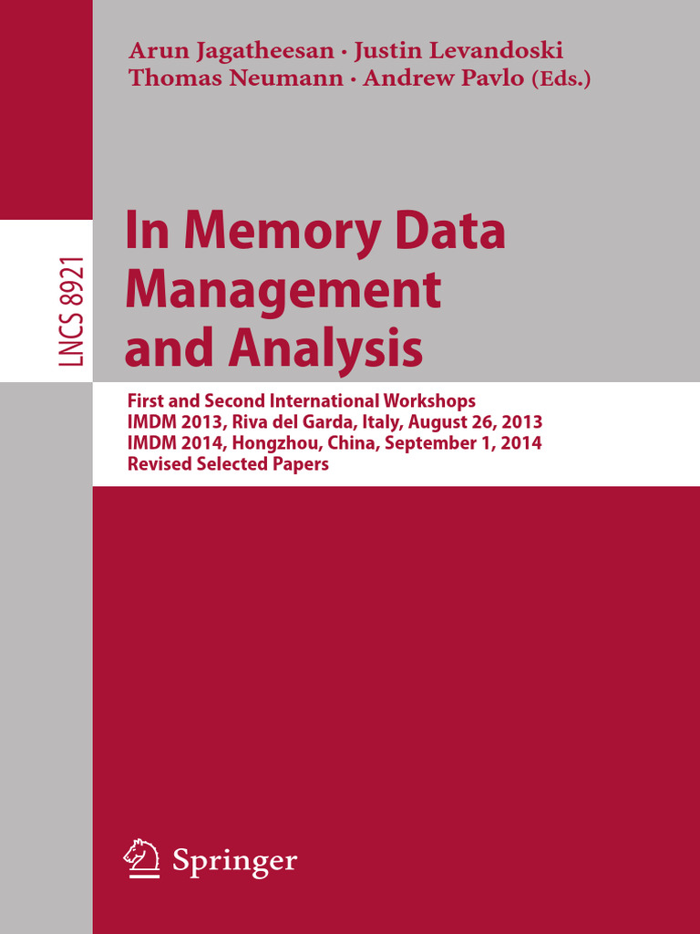 In memory data management and analysis arun jagatheesan justin