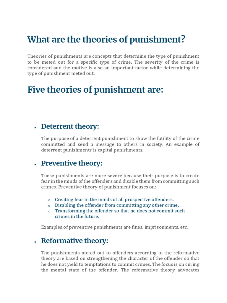 WHAT ARE THE THEORIES OF PUNISHMENT intelligence overview