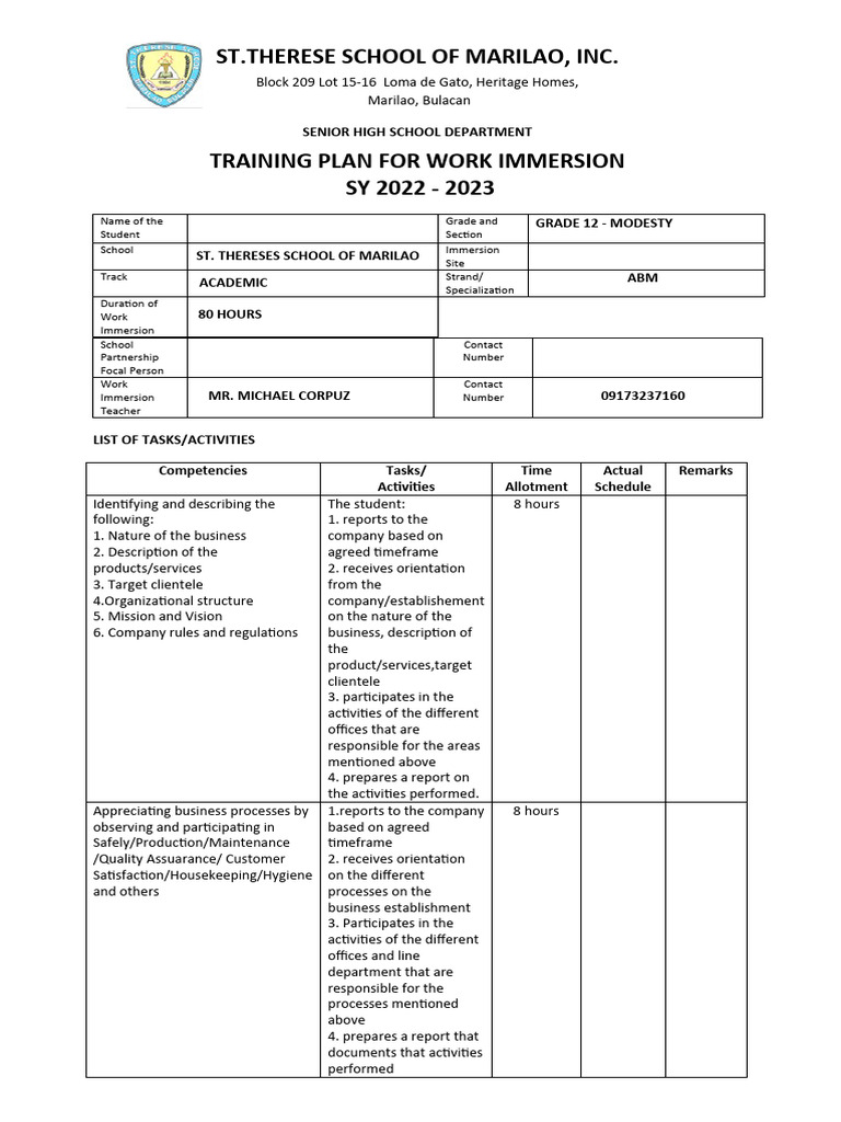 Training Plan For Cafe Staff