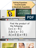 Equations Transformable To Quadratic Eq
