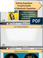 Rational Algebraic Eq Transformable To Quadratic