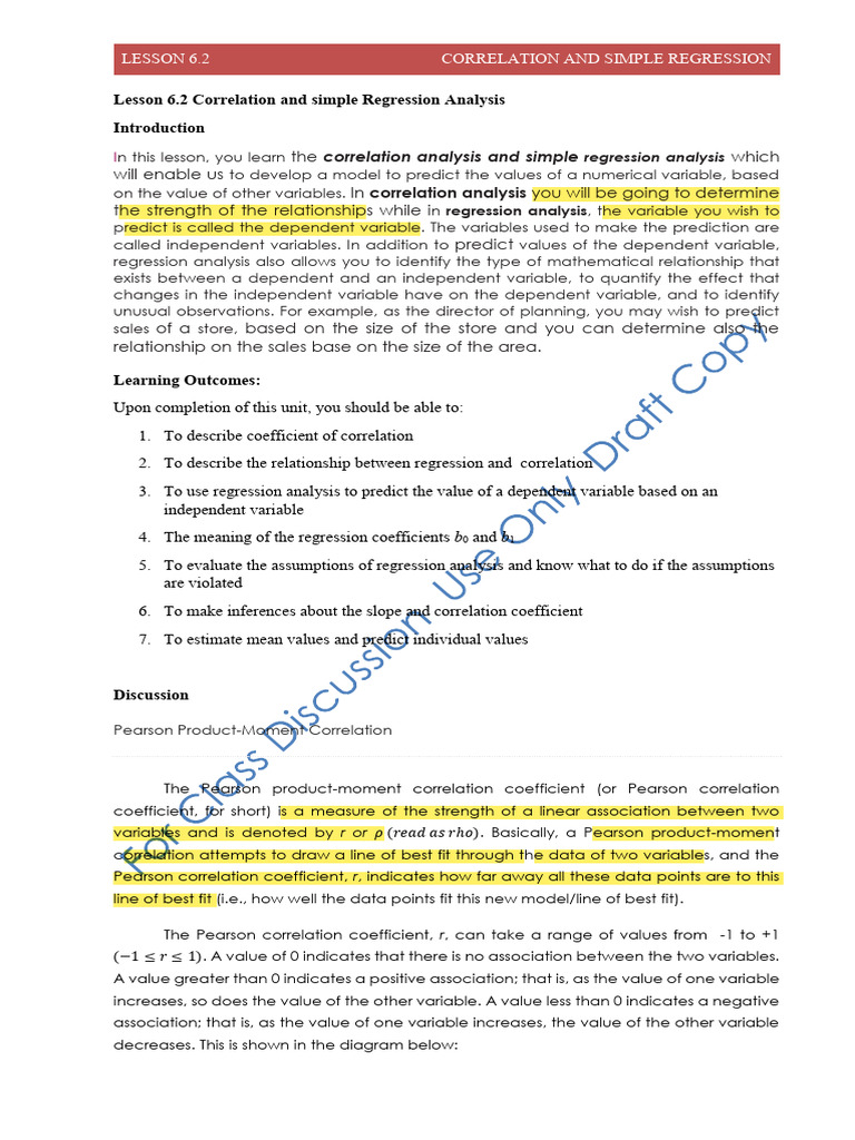 Correlation vs. Regression Analysis | PDF | Regression Analysis | Data ...