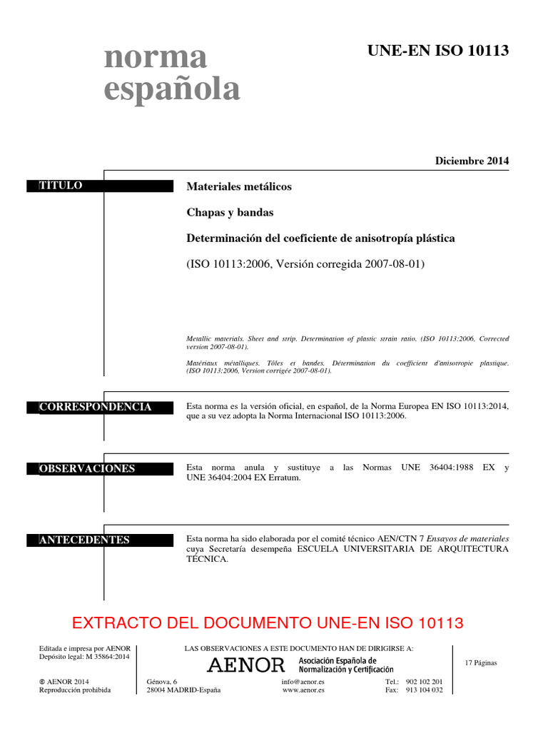Norma UNE-EN ISO 10113: Anisotropía Plástica | PDF